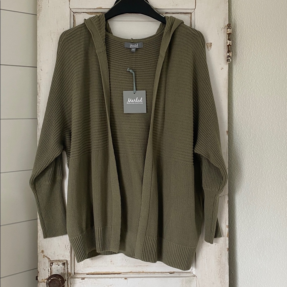 Marled Reunited Olive Knit Cardigan SzLarge